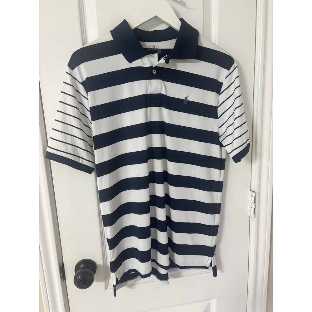 Polo Ralph Lauren Performance Polo Shirt Men's XL Navy White Stripe Golf Tech